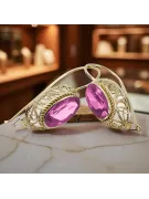 14K Yellow gold Amethyst  Vintage craft vec023y